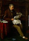 Charles Spencelayh Canvas Paintings - Reading the Standard